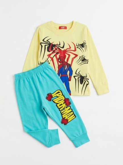 Kids' Spider-Man Yellow & Turquoise Pajama Set