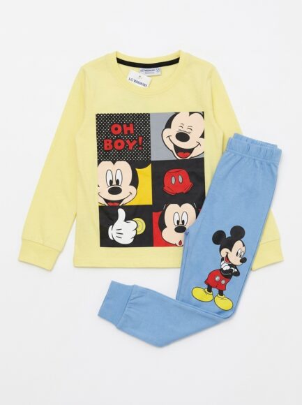 Kids' Mickey Mouse Yellow & Light Blue Pajama Set