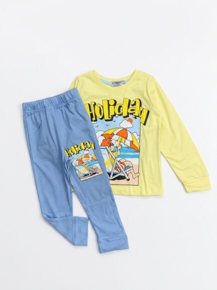 Kids' Yellow & Blue Comic Graphic Pajama Set