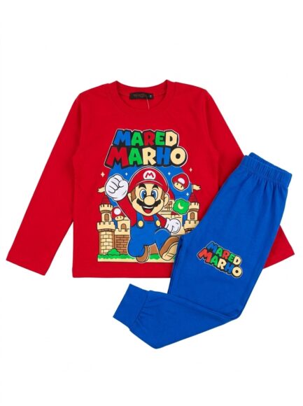 Kids' Super Mario Red & Royal Blue Pajama Set