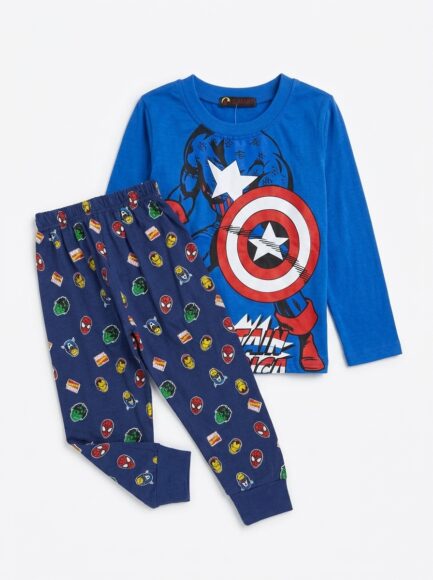 Kids' Captain America Blue & Navy Pajama Set