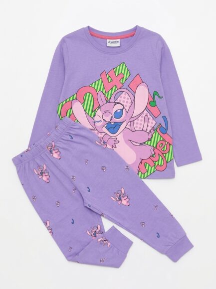 Girls' Purple Angel Character Long Pajama Set