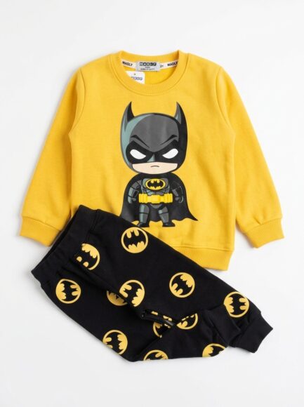 Boys' Yellow & Black Chibi Batman Tracksuit Set