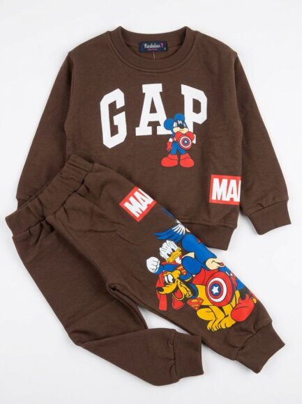 Kids' Brown Superhero Friends Sweatshirt & Joggers Set