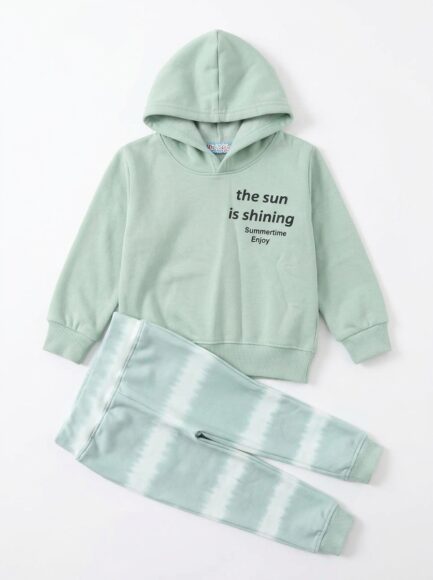 Kids' Mint Green "the sun is shining" Hoodie & Tie-Dye Joggers Set