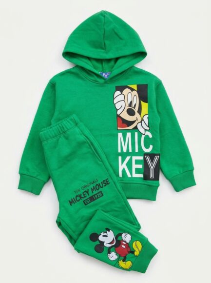Kids' Emerald Green Mickey Mouse Hoodie & Joggers Set