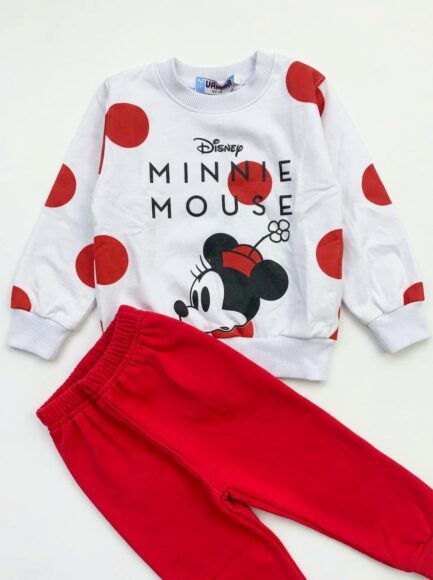 Girls' Disney Minnie Mouse Polka Dot Sweatshirt & Red Joggers Set
