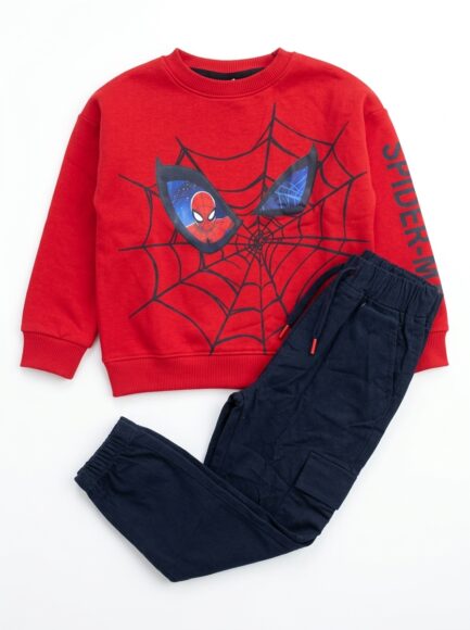 Boys' Red Marvel Spider-Man Sweatshirt & Navy Cargo Joggers Set