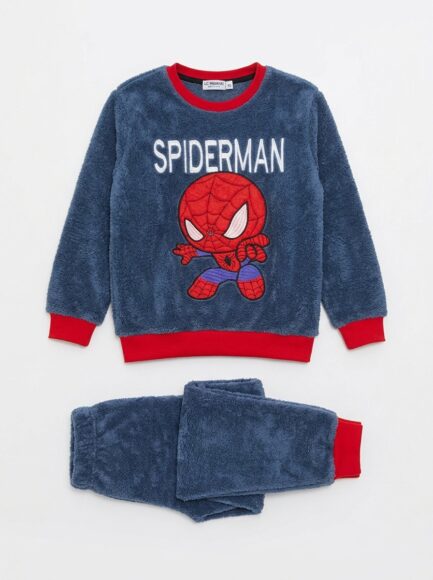 Boys' Blue Plush Fleece Spider-Man Sweatshirt & Pants Loungewear Set