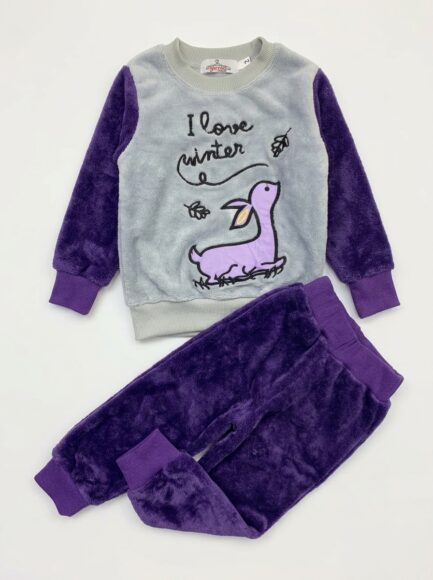 Toddler Girls' "I Love Winter" Plush Sweatshirt & Pants Set