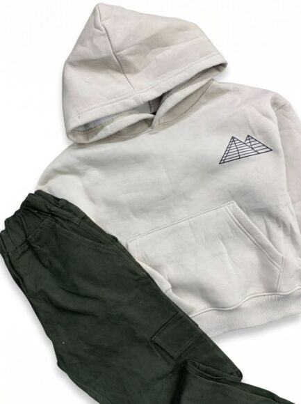 Boys' Minimalist Geometric Hoodie & Cargo Pants Set