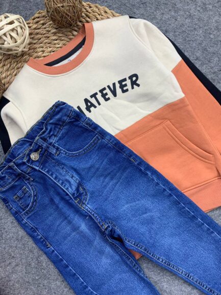 Kids' Colorblock Sweatshirt & Jeans Set