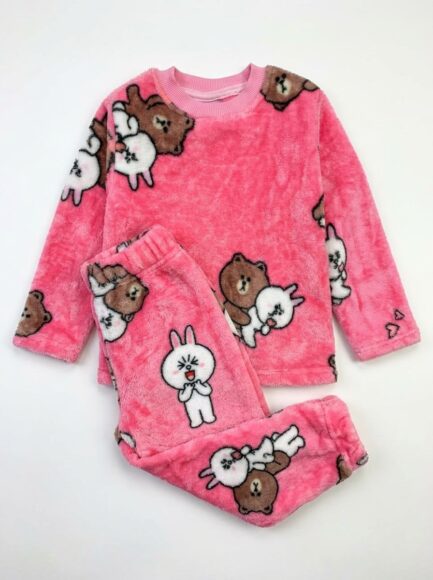 Kids' Pink Plush Pajama Set
