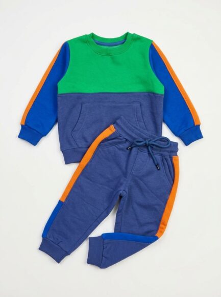 Kids' Colorblock Sporty Tracksuit Set