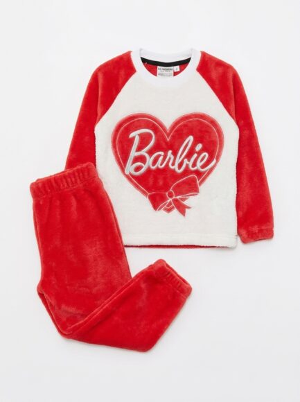 Girls' Barbie Plush Heart Pajama Set