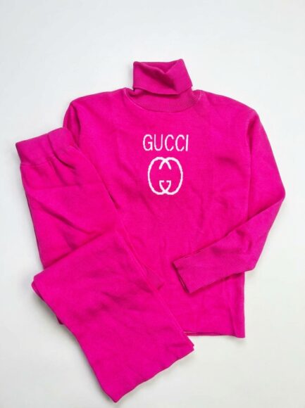 Girls' Hot Pink Knit Turtleneck & Pants Set