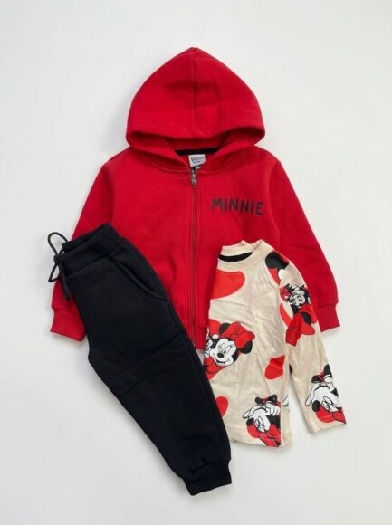 Girls' 3-Piece Minnie Mouse Hoodie, Top & Joggers Set