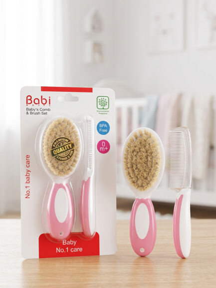 Babi Newborn Essential Grooming Set – Hair Brush, Comb & Safety Nail Care Kit