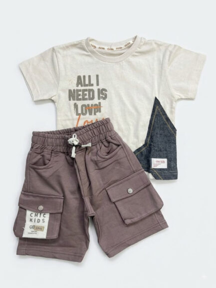 Urban Graphic T-Shirt & Cargo Shorts Set