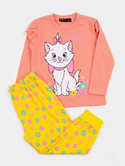 Girls' Disney Marie Cat Peach & Yellow Pajama Set